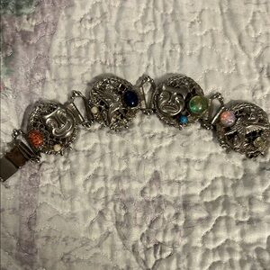 Silver Griffin and drama Charm Bracelet Vintage